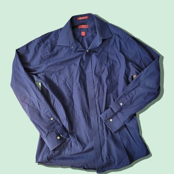 Chaps navy slim fit wrinkle free button down shirt size 16.5 or 34/35 - Picture 1 of 2
